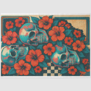 Entpackungs-Papier für Skull und Hibiskus Seidenpapier