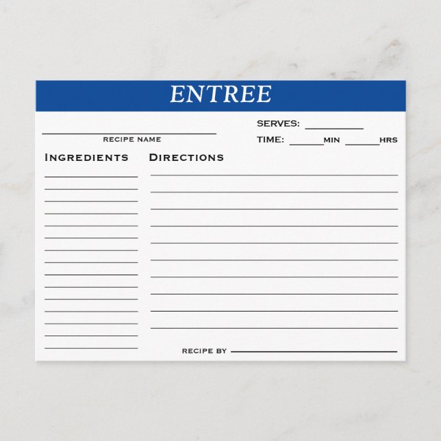 Entree Recipe Card Einladungspostkarte (Vorderseite)