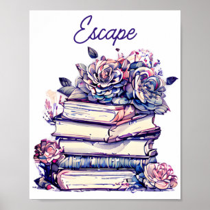 Entrinnen Sie dem Stapel alter Vintage-Bücher mit Poster