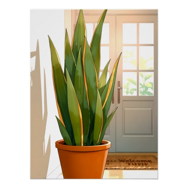 Entryway Potted Snake Plant-Positive Intentions Poster (Vorderseite)