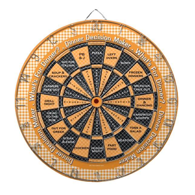 Entscheider für das Abendessen! Gelbes kariertes T Dartscheibe (vorne)