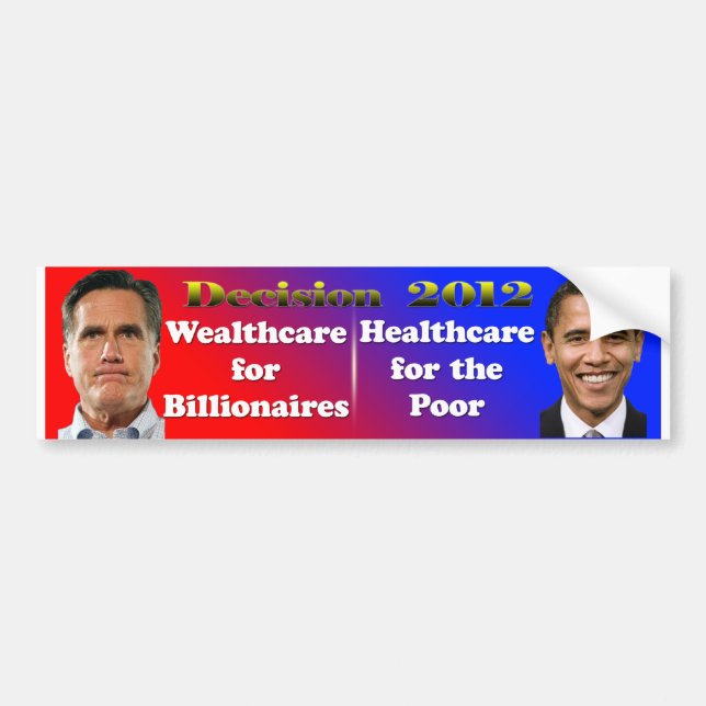 Entscheidung Romney 2012 Wealthcare, Autoaufkleber (Vorne)