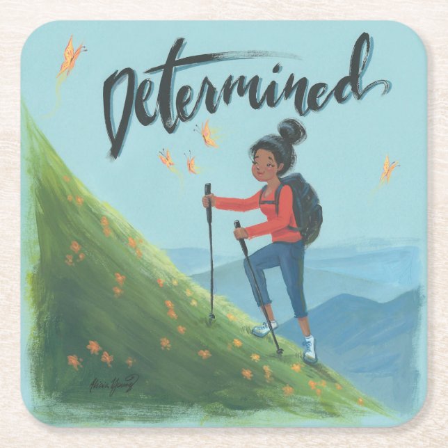 Entschlossen! Rechteckiger Pappuntersetzer (Vorderseite)