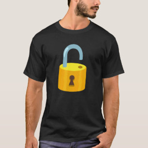 Entschlossene offene Handschelle offenes Schloss K T-Shirt