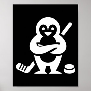 Entschlossene Pinguin-Hockey-Silhouette-Design  Poster