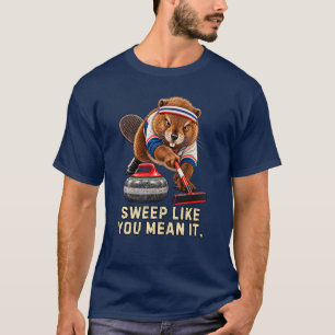 Entschlossener Biber Curling Humor T-Shirt