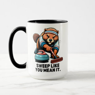 Entschlossener Biber Curling Humor Tasse