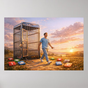 Entschlossener Geist im digitalen Morgenrot Poster