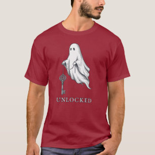 Entschlossener Geist-Skelett-Schlüssel Vintage-Gra T-Shirt