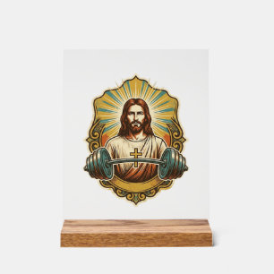 Entschlossener Jesus Schwerer Eisenkurzhantel Kraf Acrylschild
