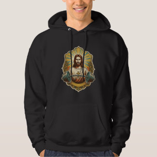 Entschlossener Jesus Schwerer Eisenkurzhantel Kraf Hoodie
