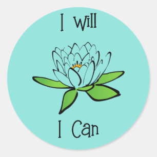 Entschlossenheit Lotus Blume I will I Can Runder Aufkleber