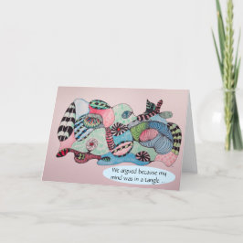 Entschuldige, Mind in einem Gewirr in rosa blauer Karte