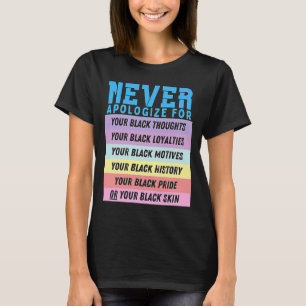 Entschuldigen Sie niemals den Monat BLM Melanin Pr T-Shirt