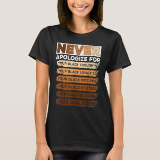 Entschuldigen Sie niemals den Monat BLM Melanin Pr T-Shirt
