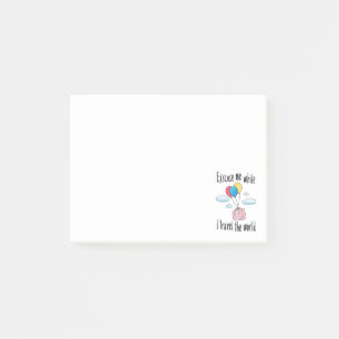 Entschuldigen Sie, während ich die Welt bereise Post-it Klebezettel