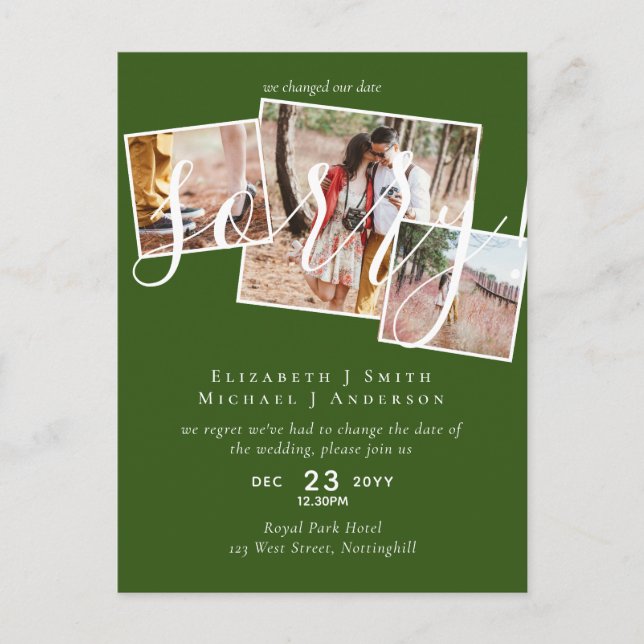 ENTSCHULDIGUNG! Änderung des FOTOS der Hochzeitver Postkarte (Vorderseite)