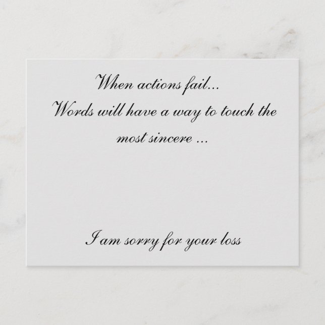 Entschuldigung für deinen Verlust Postkarte (Vorderseite)