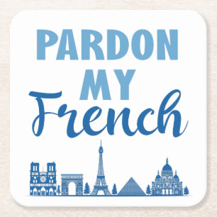 Entschuldigung für mein Französisch - Paris Skylin Rechteckiger Pappuntersetzer