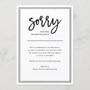 Entschuldigung für Unannehmlichkeiten  Annullierun Einladung