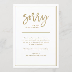 Entschuldigung für Unannehmlichkeiten  Annullierun Einladung