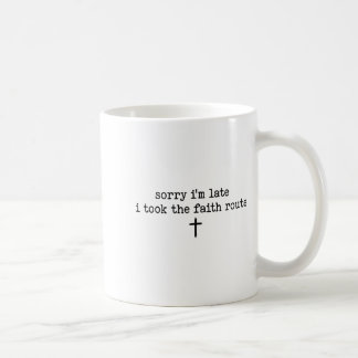 Entschuldigung, ich bin spät dran, ich nahm die Fa Kaffeetasse