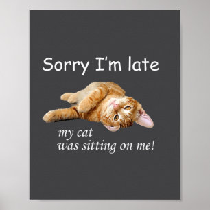 Entschuldigung, ich bin spät dran, meine Katze saß Poster