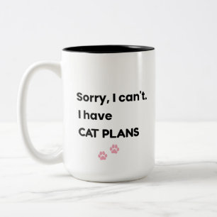 Entschuldigung, ich kann nicht, ich habe Katzenplä Zweifarbige Tasse