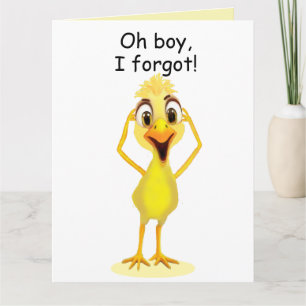 Entschuldigung kleines Huhn verspäteter Geburtstag Karte