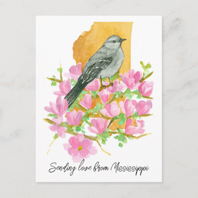 Entsende von Liebe Mississippi Mockingbird Magnoli Postkarte (Vorderseite)