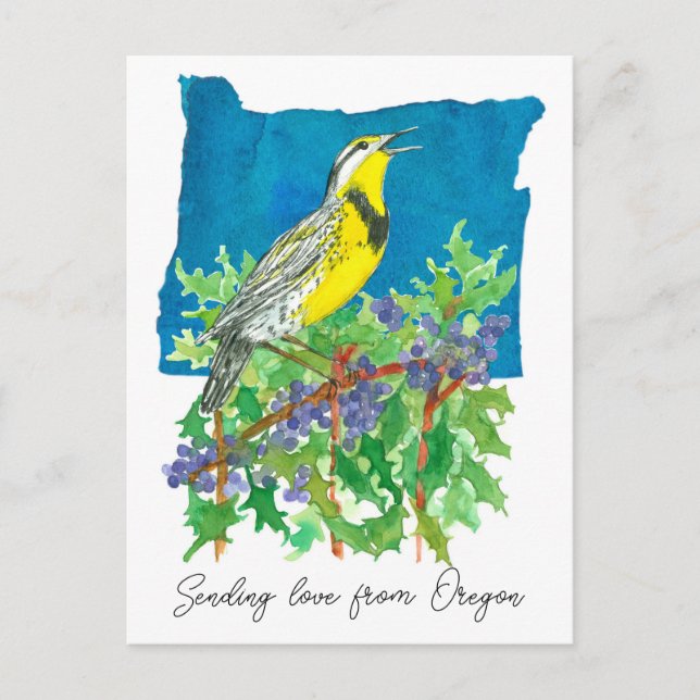 Entsendung von Liebe Oregon Meadowlark Pflanze Postkarte (Vorderseite)