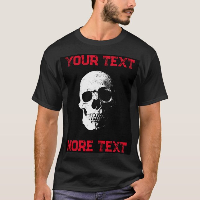 Entsetzlicher Text Mens Modernes Halloween-Schädel T-Shirt (Vorderseite)