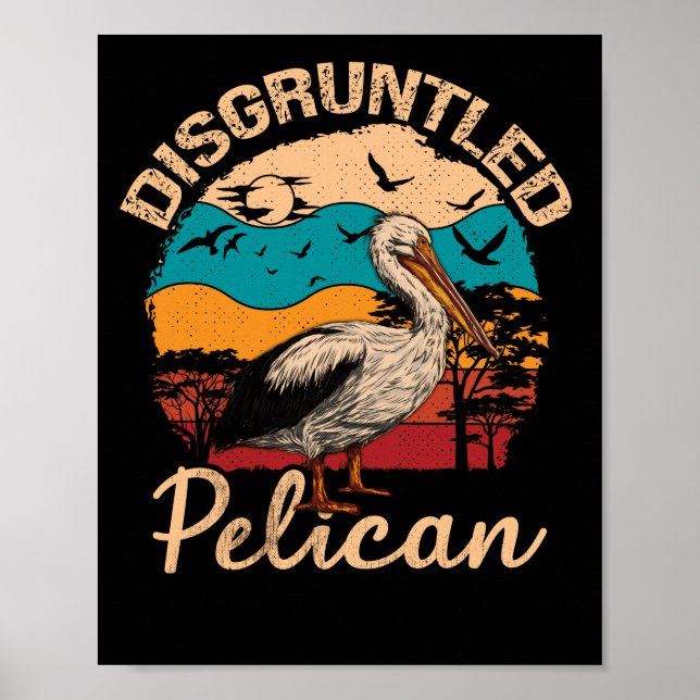 Entsetzliches Pelican Vintag Sunset Animal Poster (Vorne)