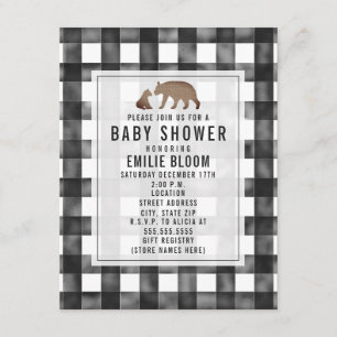 Entsetzte Gingham Burlap Bears Baby Shower Einladung