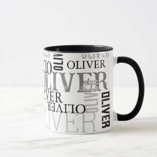 Entsetzte Typografie schwarz-weiß Tasse