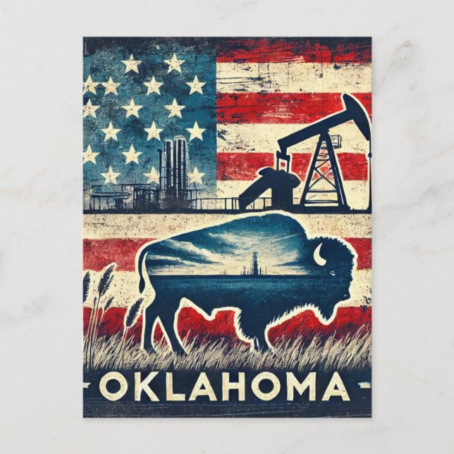 Entsetztes Grunge Oklahoma Postkarte (Vorderseite)