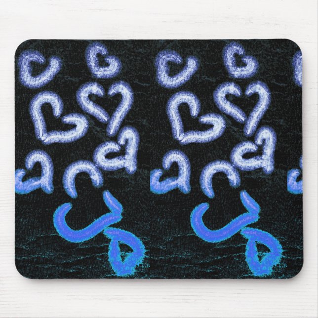 Entsetztes Herz Blau Mousepad (Vorne)