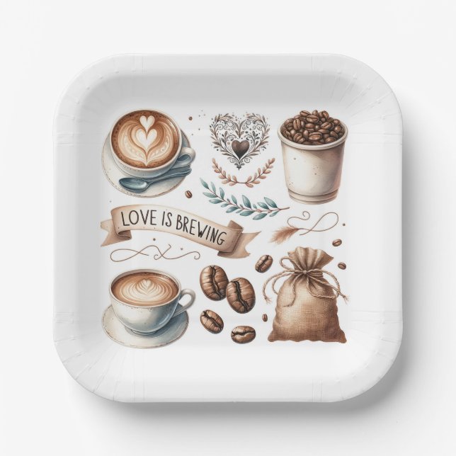 Entsorgbares Brautparty Teller Liebe Brauen (Vorderseite)