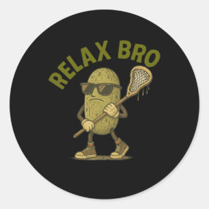 Entspann dich Bruder Lacrosse Vintage Pickle Lax L Runder Aufkleber