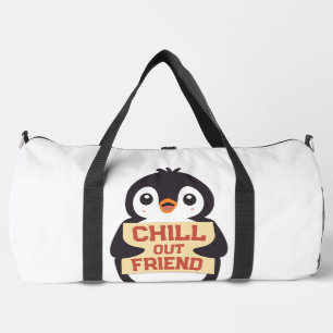 Entspann dich, Freund: Süßer Pinguin hält ein Schi Duffle Bag