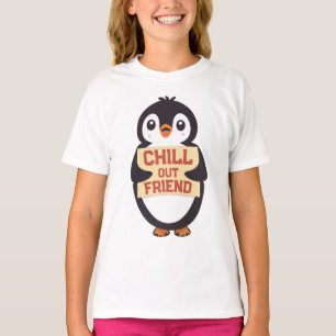 Entspann dich, Freund: Süßer Pinguin hält ein Schi T-Shirt