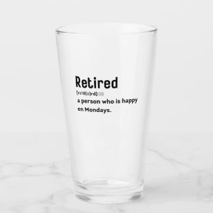 Entspann eine glückliche Person am Montag lustig Glas