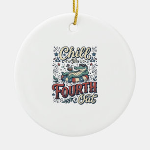 Entspanne den vierten Alligator-Patriot-Shirt Des Keramik Ornament