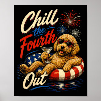 Entspanne den vierten Juli lustiger Goldendoodle-H Poster