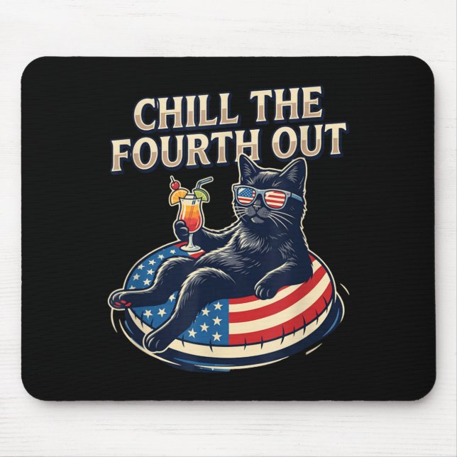 Entspanne dich am 4. Juli, lustiger schwarzer Katz Mousepad (Vorne)