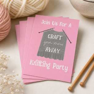 Entspanne dich beim Handarbeiten Strickparty-Einla Postkarte