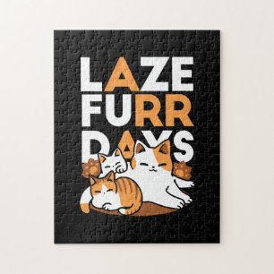 Entspannen bei Katzen Kunst - "Laze Furr Days" für Puzzle