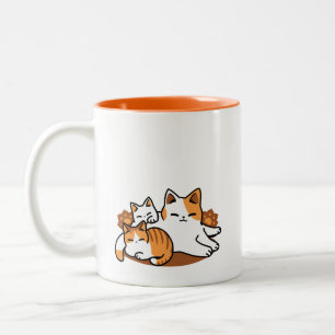 Entspannen bei Katzen Kunst - "Laze Furr Days" für Zweifarbige Tasse