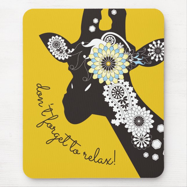 Entspannen - Gelbe funky coole Giraffe Mousepad (Vorne)