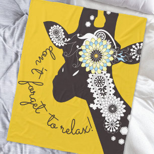 Entspannen - Gelber Funny Giraffe Fleecedecke